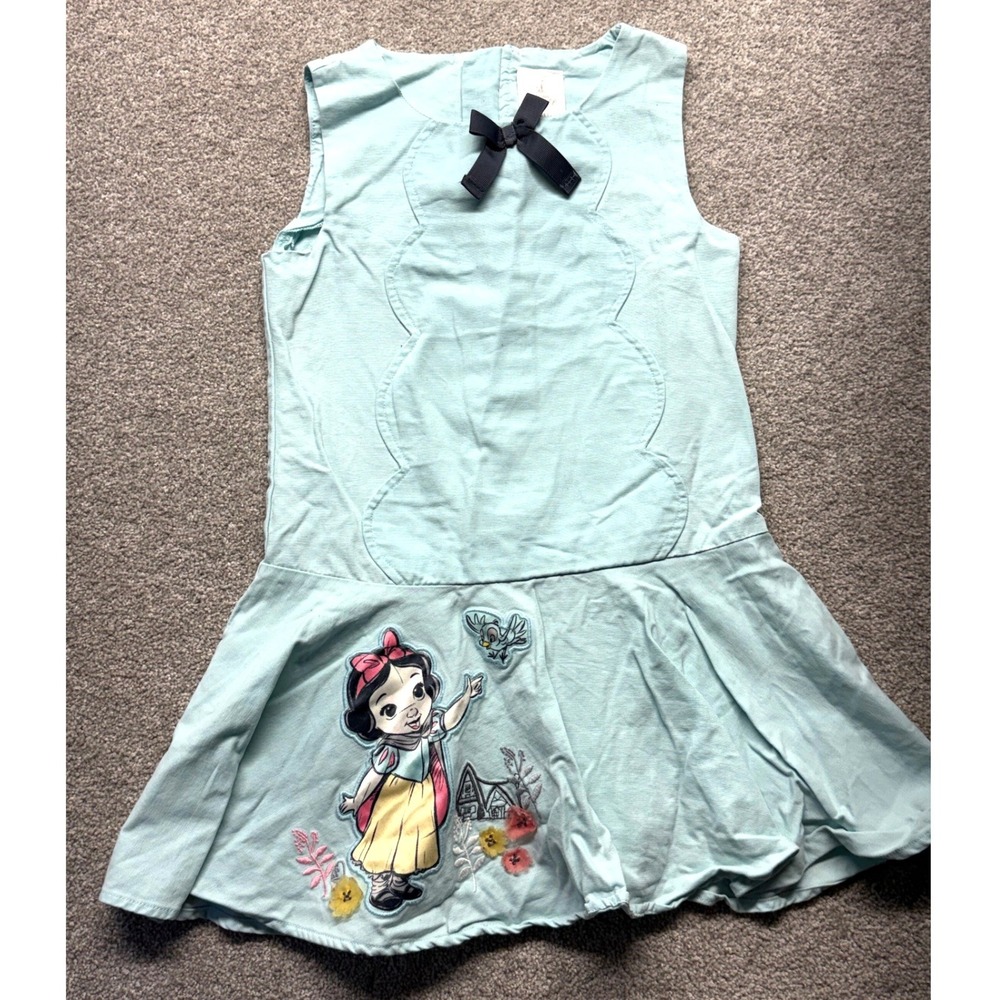 Disney Snow White Embroidered Light Blue Drop‎ Waist Dress Girls Size 5/6